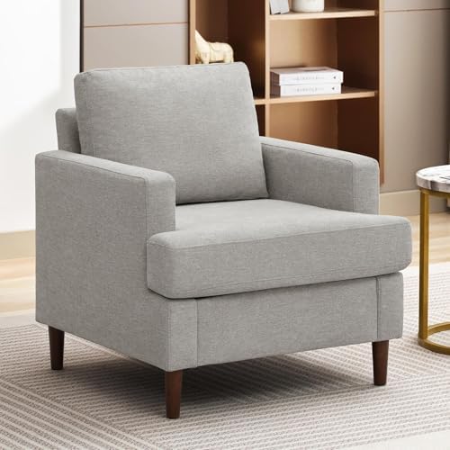 Weture Mid-Century Accent Chair, Light Grey Armchair Living Room Chairs by Weture