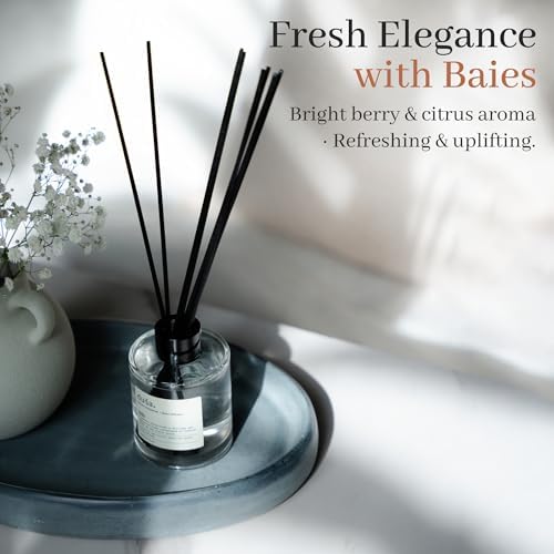 Duša Baies Scented Reed Diffuser & Sticks – 5 Fl Oz Essential Home Fragrance for Bathroom, Office & Living Spaces –Stylish & Long-Lasting Room Air Freshener –Ideal for Housewarming & Special Occasions - Image 6