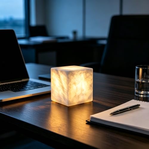 Marble Lamp Luxury Stone Table Lamp Type-C Rechargeable Touch Night Light Small Bedside Lamp Cordless Ambient Light for Home Decor, Bedroom, Living Room & Office (Crystal) - Image 7