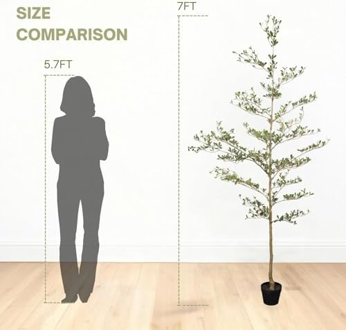 7FT Artificial Olive Tree, Faux Plants Indoor, Fake Tree with Black Pot - Image 5