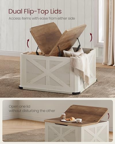 VASAGLE Farmhouse Coffee Table with Storage, Flip-Top Lids - Image 4