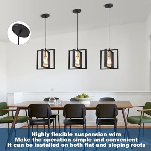 Set of 3 Rotatable Metal Frame Kitchen Island Pendant Lights - Image 6