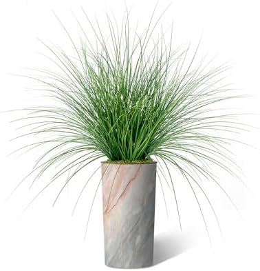 Artificial Tree in Modern Granite Effect Planter, Fake Onion Grass Silk Tree for Indoor and Outdoor Home Decoration - 55" Overall Tall (Plant Pot Plus Tree) - Image 2
