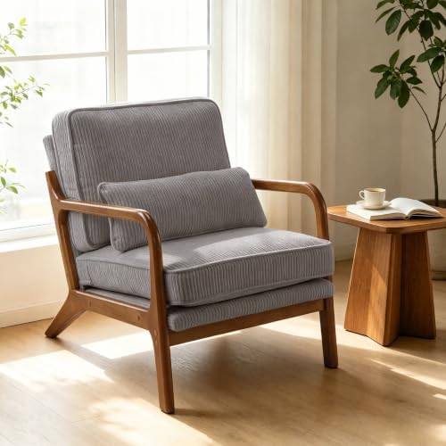 Karl home Mid-Century Modern Accent Reading Chair, Grey by Karlhome