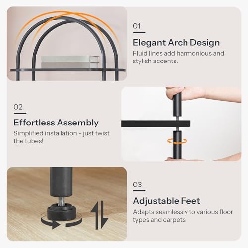 HOOBRO 5 Tier Open Bookshelf, Industrial Arched Bookcase Display Shelf Rack, Wooden Bookcase Storage Shelf Metal Frame, Tall Storage Organizer for Home, Easy Assembly, Black BB176SJ01 - Image 5