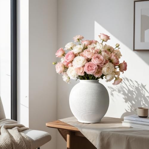 Large White Ceramic Vase, 10.8" Sandstone White - Image 5