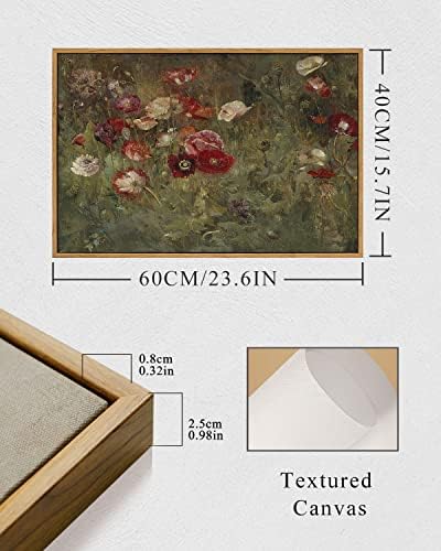 InSimSea Framed Canvas Wall Art Vintage Decor, Home Decor Classical Floral Scenic Oil Painting Canvas Prints, Rustic Wall Decorations for Bedroom Bathroom Office Decor, 16"x24" - Image 6