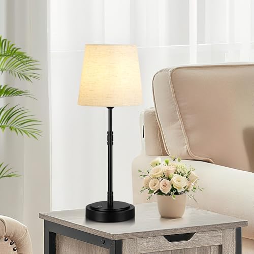 Cordless Table Lamps Set of 2 – Battery Operated Lamp with 7500mAh Rechargeable Battery, Stepless Dimmable Black Lamps with Beige Shade, Wireless Lamps for Dining Room & Nightstand (Bulbs Included) - Image 7