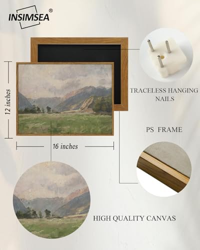 InSimSea Framed Canvas Wall Art Vintage Decor, Retro Landscape Canvas Wall Art, Wild Field Pictures for Bathroom Wall Decor, Wall Decorations for Living Room, Dining Room Decor, 12"x16" - Image 5