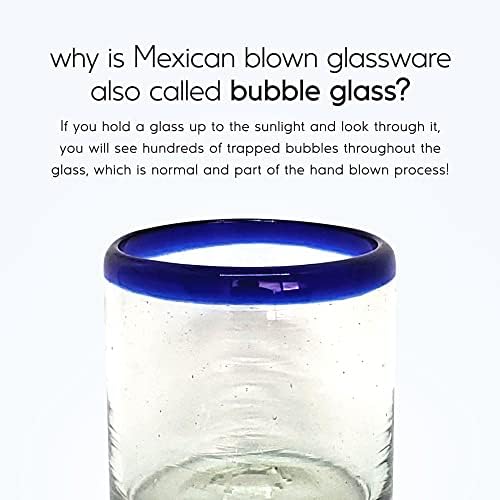Cobalt Blue Rim 8 oz DOF Rock Glasses (set of 6), Recycled Glass, Lead-free, Toxin-Free (DOF Rocks) - Image 3