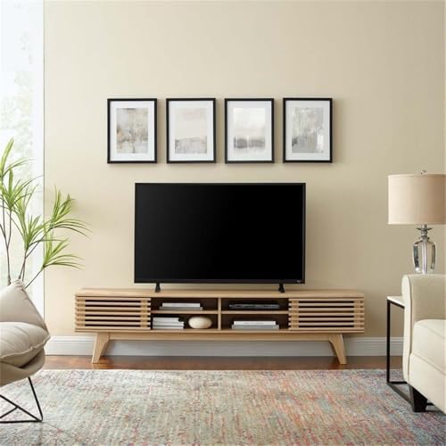 Modway Render Mid-Century Modern Low Profile 70 Inch Media Console TV Stand in Oak, 70" - Image 2
