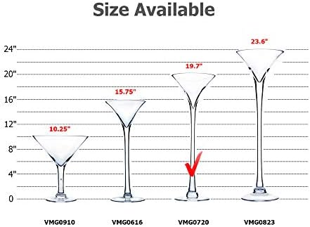 WGV Martini Glass Vase Bulk, Open 7", Height 20", Base 5", (Multiple Sizes Choices) Clear Wine Fruit Planter Floral Container, Wedding Centerpieces, Event Home Decor, 4 Pieces (VMG0720) - Image 3
