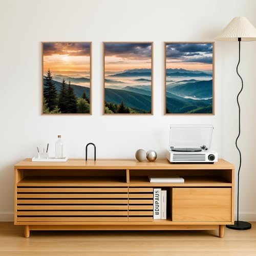 LHIUEM Large Nature Mountain Sunrise Framed Canvas Wall Art, Abstract Landscape Art Print for Living Room, Bedroom, Office - 16"x24"x3 - Image 4