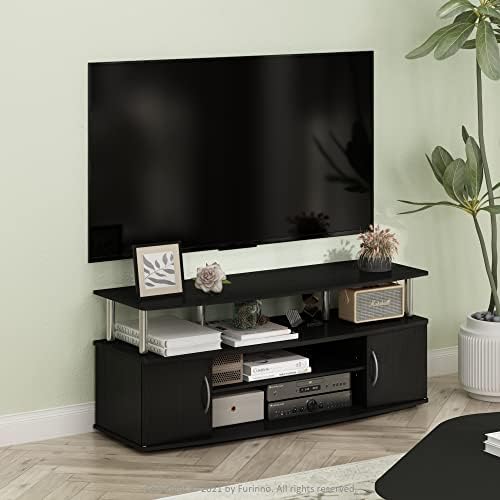 Furinno JAYA Large Entertainment Stand for TV Up to 55 Inch, Americano/Chrome - Image 3