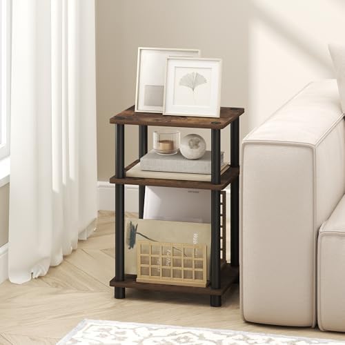 Furinno Turn-N-Tube 3-Tier Toolless Side Table, Compact, Amber Oak - Image 2
