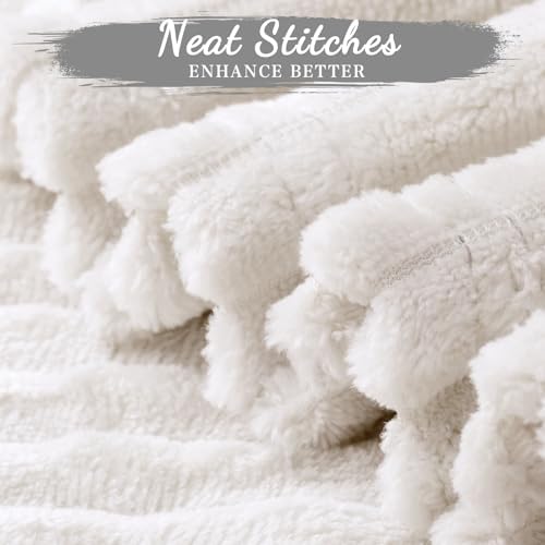 Buryeah 12 Pcs Flannel Blankets Bulk,Fall Outdoor Wedding, Cream White - Image 3