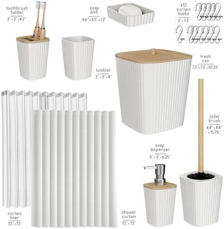 Clara Clark White Bathroom Set, Shower Curtain Set, Bathroom Accessory Set - Image 2