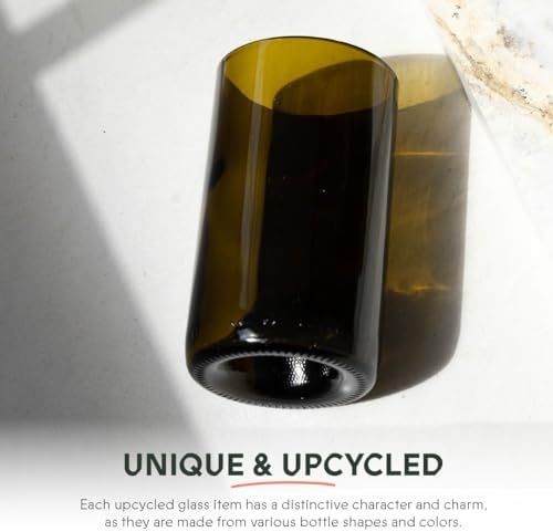 IWAS Upcycled Olive Drinking Glasses | 350 ML | 12 OZ | Set of 6 | Sustainable Water Glasses | Environmentally Friendly Dark Brown Glasses For Home - Image 2