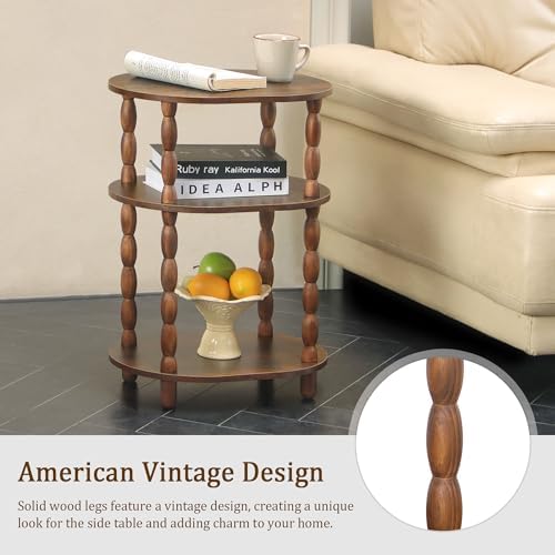 MaxSmeo Side Table with Charging Station, 3-Tier Small End Table with USB Ports and Outlets, Modern Oval Night Stand Accent Table for Living Room, Bedroom, Rustic Brown - Image 5