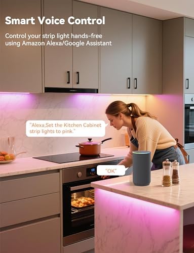 PAUTIX RGB Smart IC COB LED Strip Lights,Work with Alexa/Google Assistant,24ft/7.5m,720LEDs/m Addressable UL-Listed 24V Chasing Color Flexible Tape Light,for Cabinet,TV,Bedroom,Party DIY Decoration - Image 5