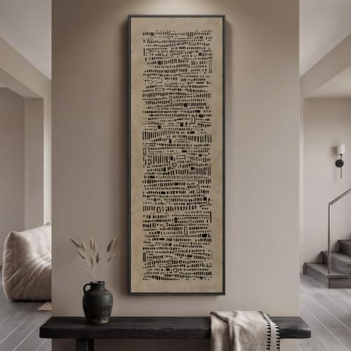 Large Framed Wabi Sabi Abstract Wall Art, Long Narrow Vertical 20x60 In - Image 5