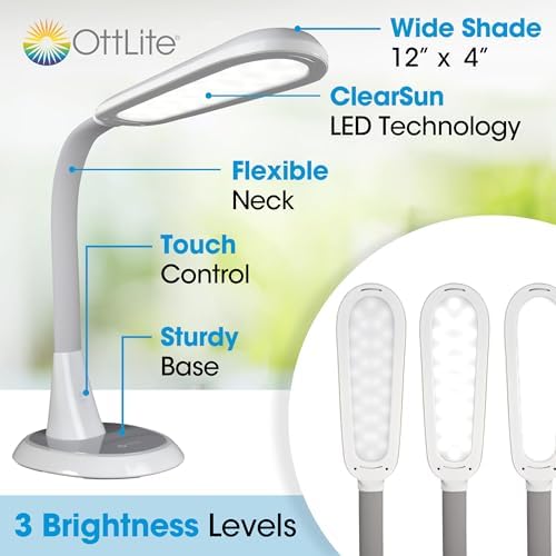 OttLite Wide Area Dimmable LED Table Lamp, White - Image 2