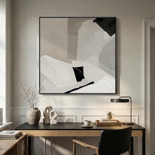 Extra Large Framed Black White Abstract Wall Art for Living Room, 40x40 In - Image 5