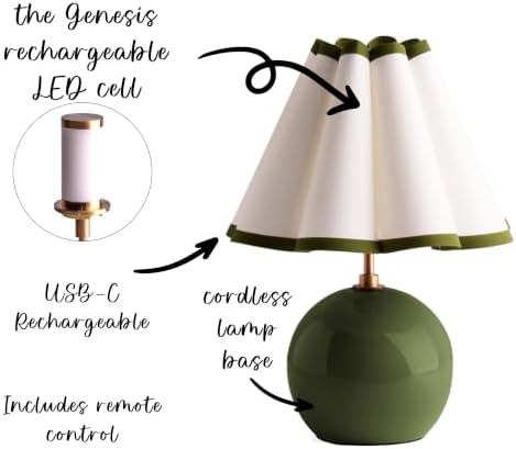 Pooky Lighting Cecily Rechargeable Ceramic Table Lamp 15" - Cordless Lamp - Image 3