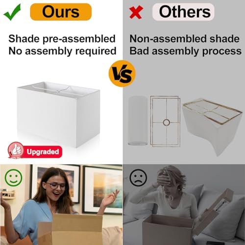 21" Set of 2 Touch Control Table Lamps with 2 USB & AC Outlets, 3-Way Dimmable Modern Nightstand Lamps for Bedroom Living Room Office Reading, White Shade Bedside Lamps, 5000K LED Bulbs Included. - Image 3