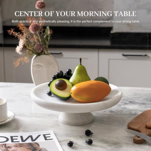 Koville Natural African Marble Fruit Bowl, 11 Inch Decorative Pedestal Bowl, Handmade Stone Centerpiece Bowl for Kitchen Counter, Coffee Table & Dining Table, Modern Home Decor - Image 3