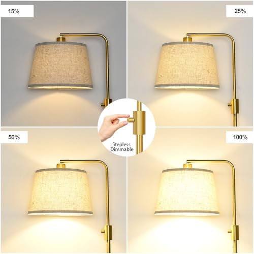 Nintiue Dimmable Gold Floor Lamp, 1000 LM LED Edison Bulb Included, Arc Floor Lamps for Living Room with Marble Base, Modern Standing Lamp Tall Lamps for Living Room Bedroom - Image 3
