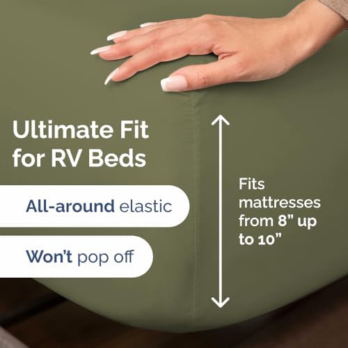 Short Queen Size 4 Piece Bed Sheet Set - RV Short Queen Sheets - Sage Green - Image 3