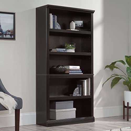 Sauder 5 Tier Book Shelf Wooden Bookcase Multipurpose Bookshelf for Home Office, Living Room, in Estate Black finish - Image 2
