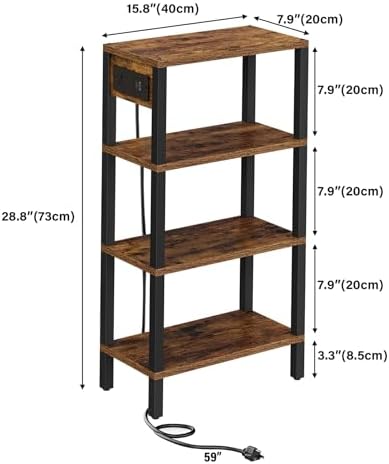 TUTOTAK Narrow Side Table, 4-Tier Small End Table with Charging Station - Image 2