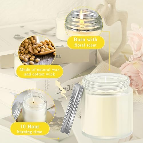 ACITHGL 36 Pcs 4oz Mini Mason Jar Candles Small Scented Candles Bulk Aromatherapy Ideal Souvenir Favors for Wedding Birthday Party (Lemon, Citrus, Coconut Milk, Silver) - Image 5