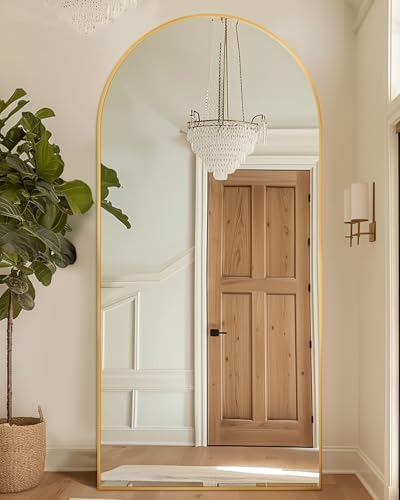 76"x34" Arched Full Length Mirror with Stand,Full Body Floor Mirror - Image 2