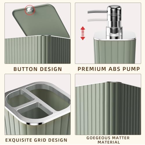 XLHOMO Bathroom Set - Bathroom Set with Shower Curtain and Rugs, Sage Green - Image 7