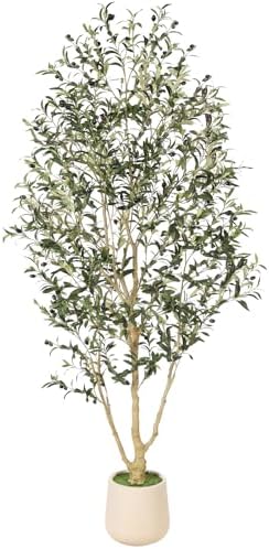 FEELEAD Faux Olive Tree 7ft with Planter for Living Room Home Indoor Decor by Home