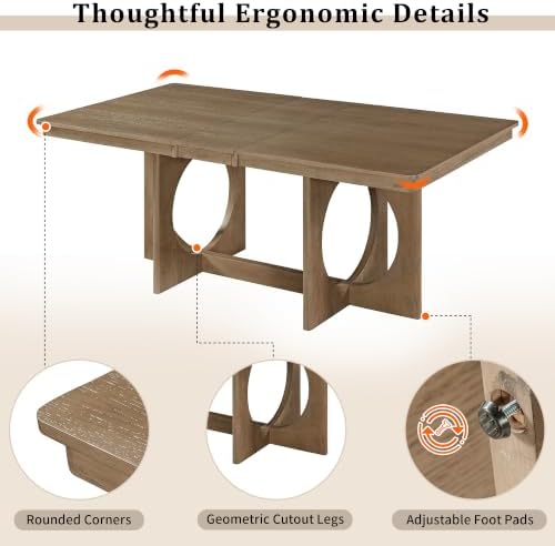 VilroCaz 6-Piece Acacia Wood Extendable Dining Table Set with Chairs& Bench - Image 5
