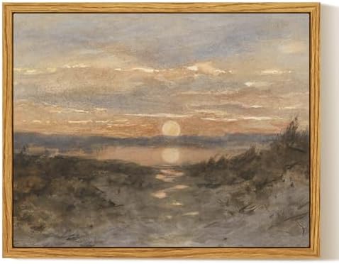 InSimSea Framed Canvas Wall Art, Vintage Coastal Landscape Painting, Rustic Nature Scenery Decor for Living Room Shelf Hallway,10x8 in, Earth Tones by InSimSeaArt