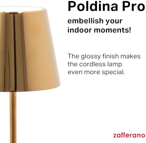 Zafferano, Poldina Pro, Rechargeable Cordless Lamp, Glossy Gold - Image 3