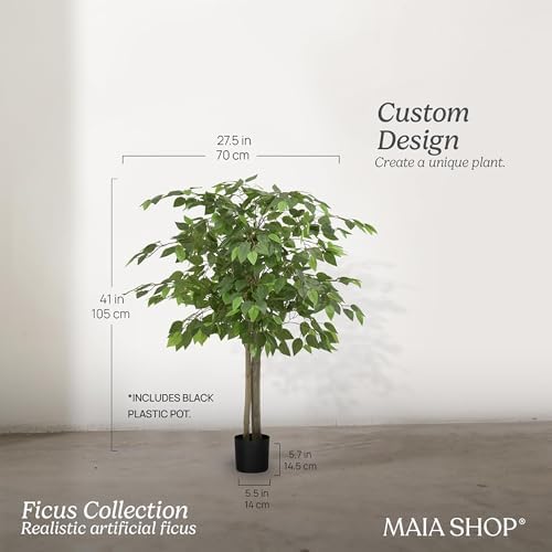 Maia Shop Ficus - Artificial Ficus Tree Plant - 3ft 5in Indoor Faux Plant - Image 2