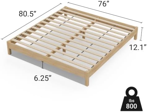 LIFEMENT King Bed Frame Signature Wood Platform, Noise Free, Under Bed Storage, No Box Spring Needed, Easy Assembly, New Natural - Image 2