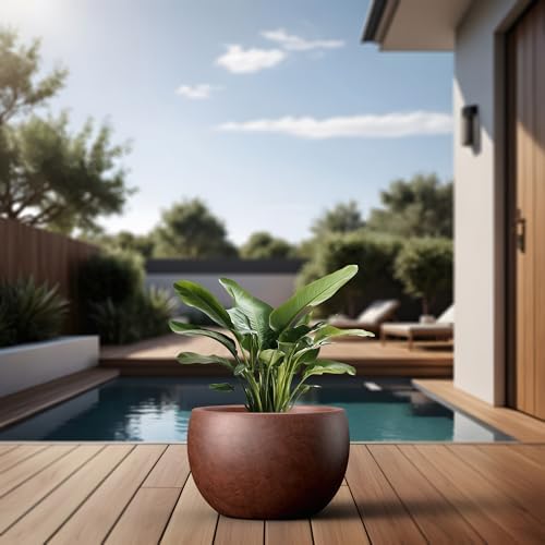 Kante Accent Round Bowl Rusty Concrete Planter 15.7" Dia, Outdoor - Image 6