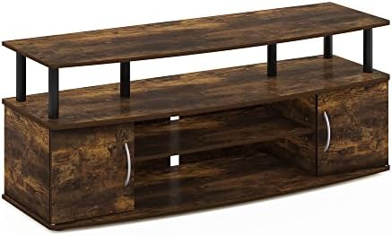 Furinno Jaya Entertainment Center Stand Unit/TV Desk for up to 55 inch, Amber Pine/Black - Image 5