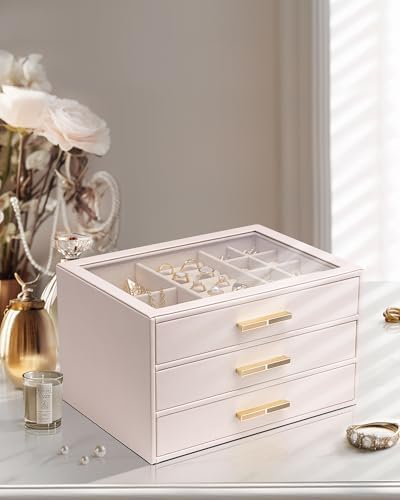 VLANDO Jewelry Box Organizer, 7-Layer Storage Drawers, Glass Window, Modern - Image 2