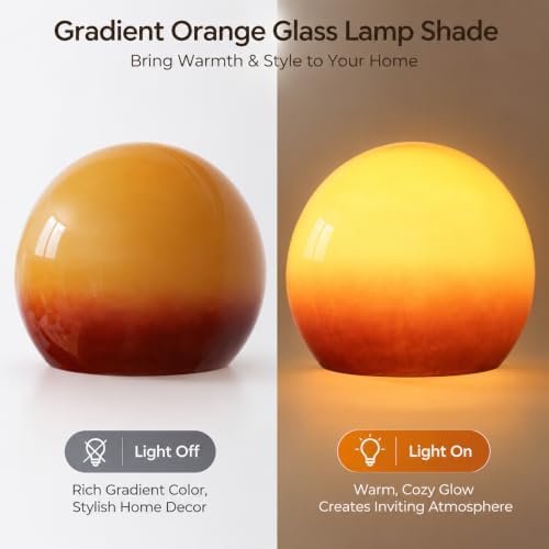 Black Arc Floor Lamp for Living Room,Orange Glass Lampshade,MCM Style - Image 2