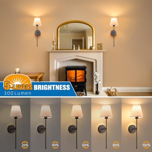 NIORSUN Battery Operated Wall Sconce Set of 2,Beige-Black Rechargeable Wall Lights with 10400mAh Dimmable Bulbs and Remote, 9 Colors Wireless Wall Lamps for Bedroom Living Room Hallway - Image 5