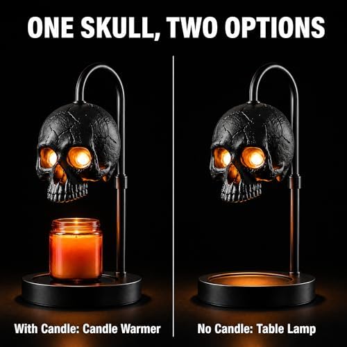 Skull Candle Warmer Lamp with Timer & Dimmer, Black Gothic Candle Warmer - Image 4