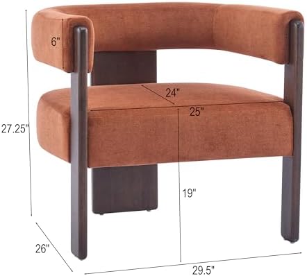Christopher Knight Home Nettie Modern Accent Chair for Living Room, Velvet Fabric Single Lounge Sofa Chair with Wooden Frame, Comfy Reading Chair for Bedroom, Lounge Armchair with Cushion,Burnt Orange - Image 2